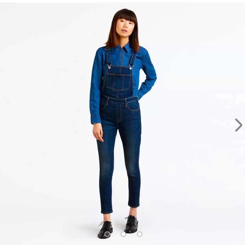 Levi’s Premium Cropped Skinny Leg Denim Overalls, Dark Wash Size 27